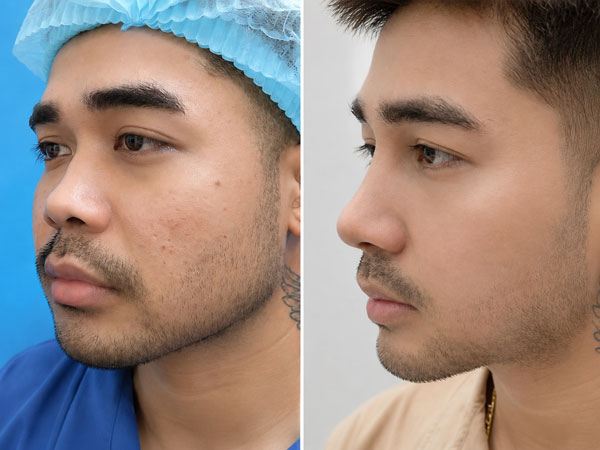 Khách hàng nam nâng mũi tại Kangnam Nguyễn Trãi: dáng mũi sau khi thực hiện cao, thẳng và hợp gương mặt