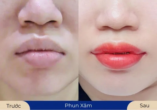 Đôi môi lên màu siêu tự nhiên sau khi sử dụng dịch vụ phun xăm