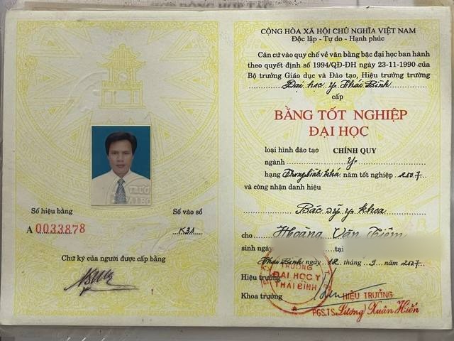 Bằng tốt nghiệp Bác sĩ Y khoa - Đại học Y Thái Bình 2007 - Dr. Lucas Hoang