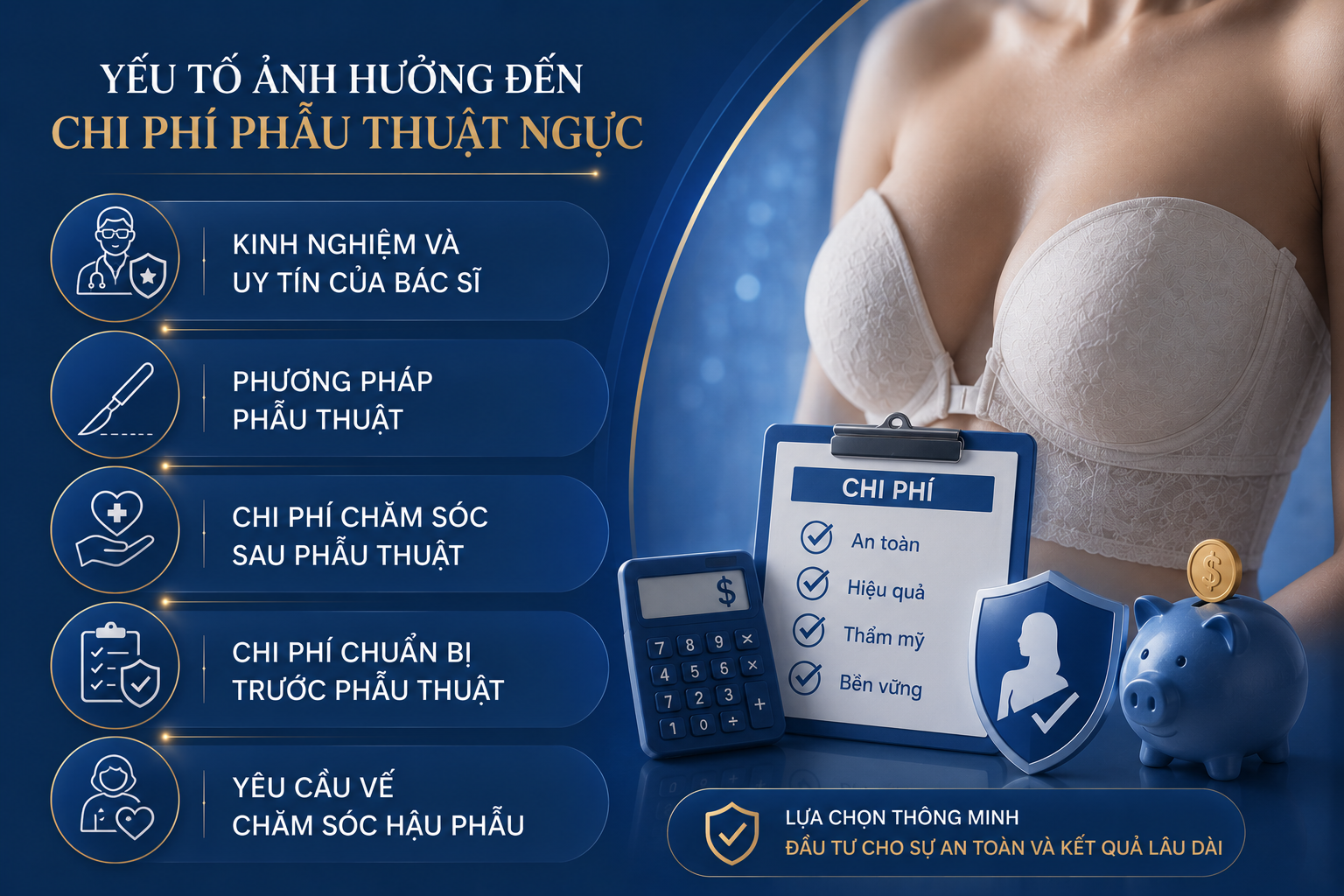 ảnh mô tả các yếu tố như tay nghề bác sĩ, kỹ thuật thực hiện, quy trình chăm sóc hậu phẫu và tình trạng thực tế của từng khách hàng