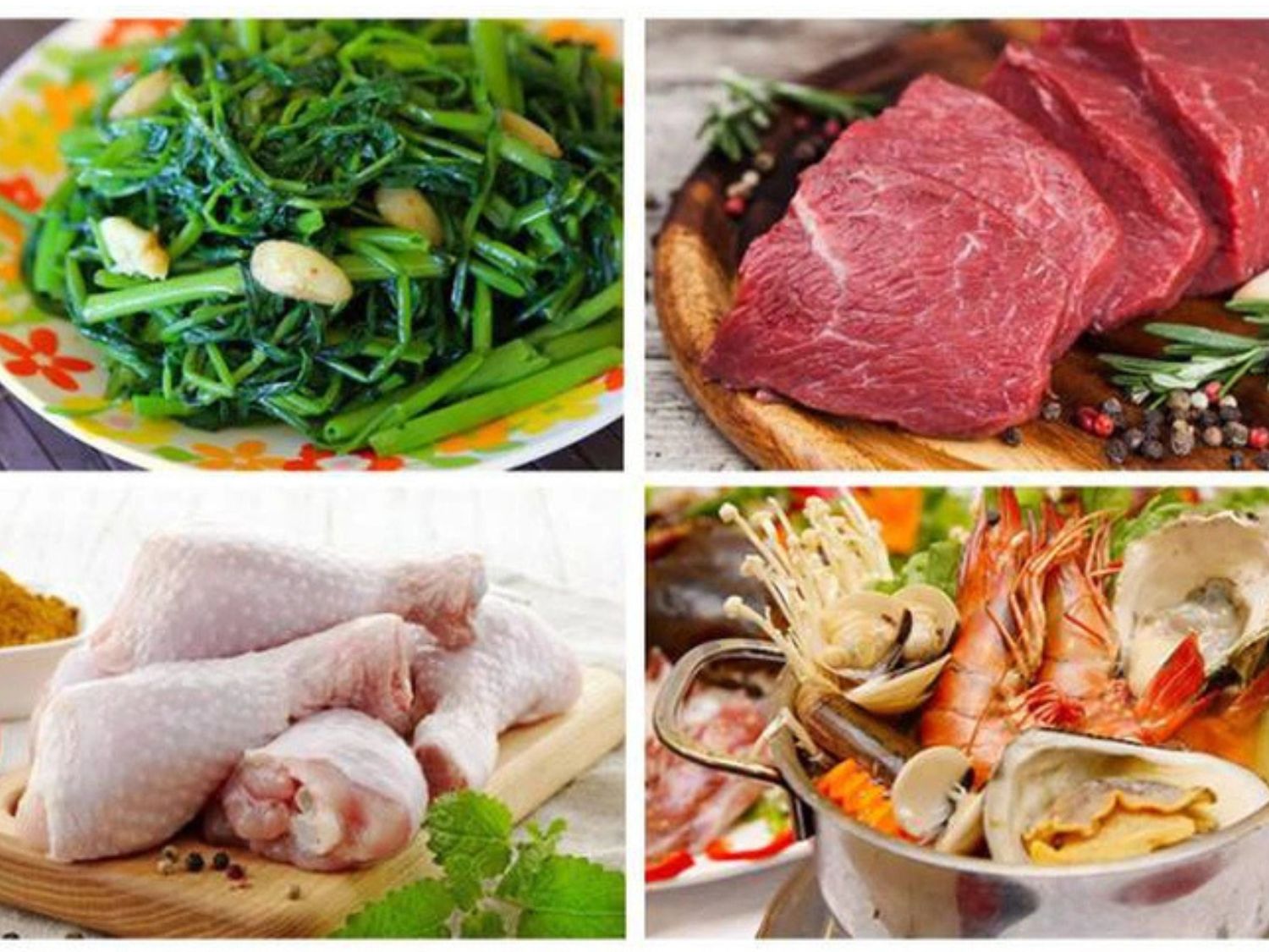 Tránh ăn rau muống, thịt bò, thịt gà và hải sản sau khi vừa nâng cung chân mày