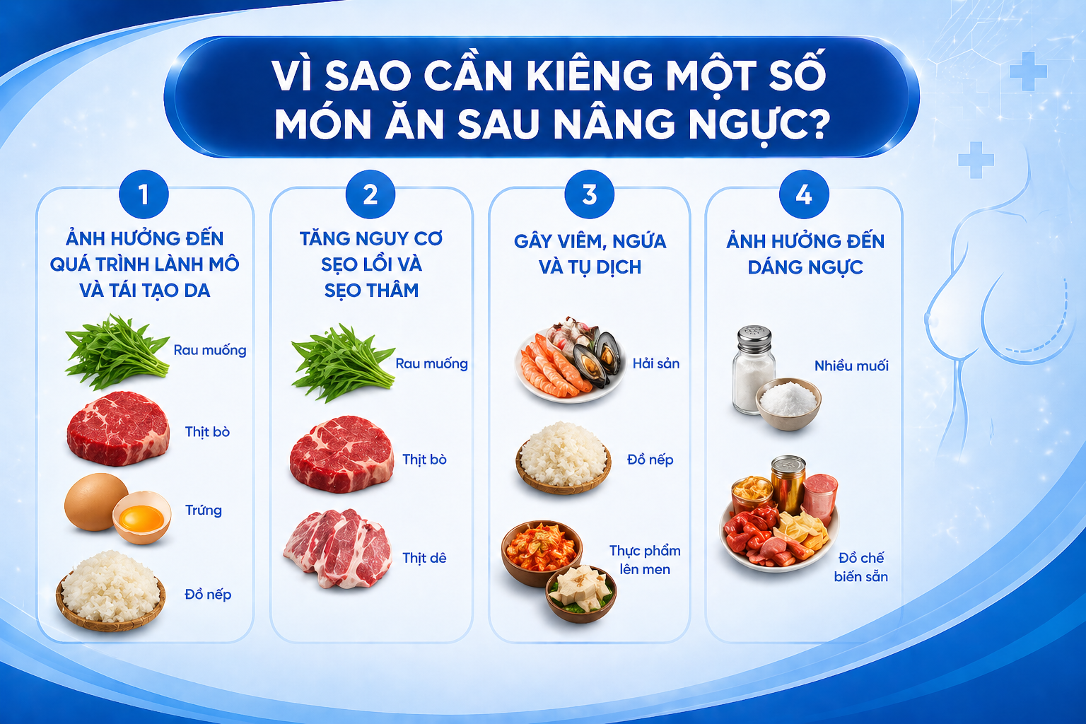 ảnh mô tả các lý do cần kiêng một số món ăn sau nâng ngực