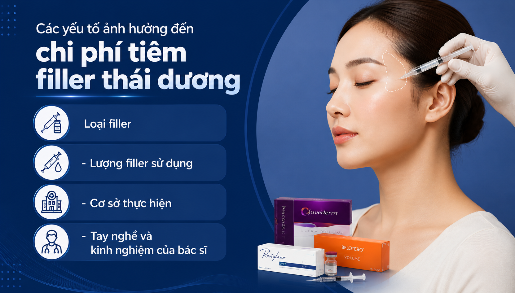 ảnh mô tả Các yếu tố ảnh hưởng đến chi phí tiêm filler thái dương