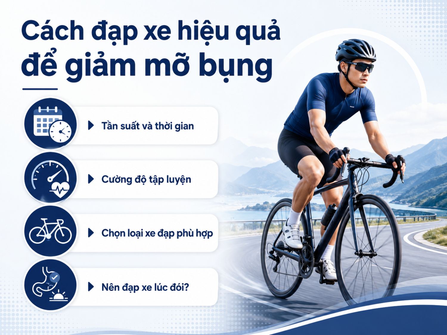 Để đạp xe hỗ trợ giảm mỡ bụng tốt hơn, cần duy trì lịch tập đều đặn, tăng cường độ phù hợp với thể trạng, chọn xe đạp đúng nhu cầu và không nên tập quá sức, đặc biệt khi bụng đang đói.