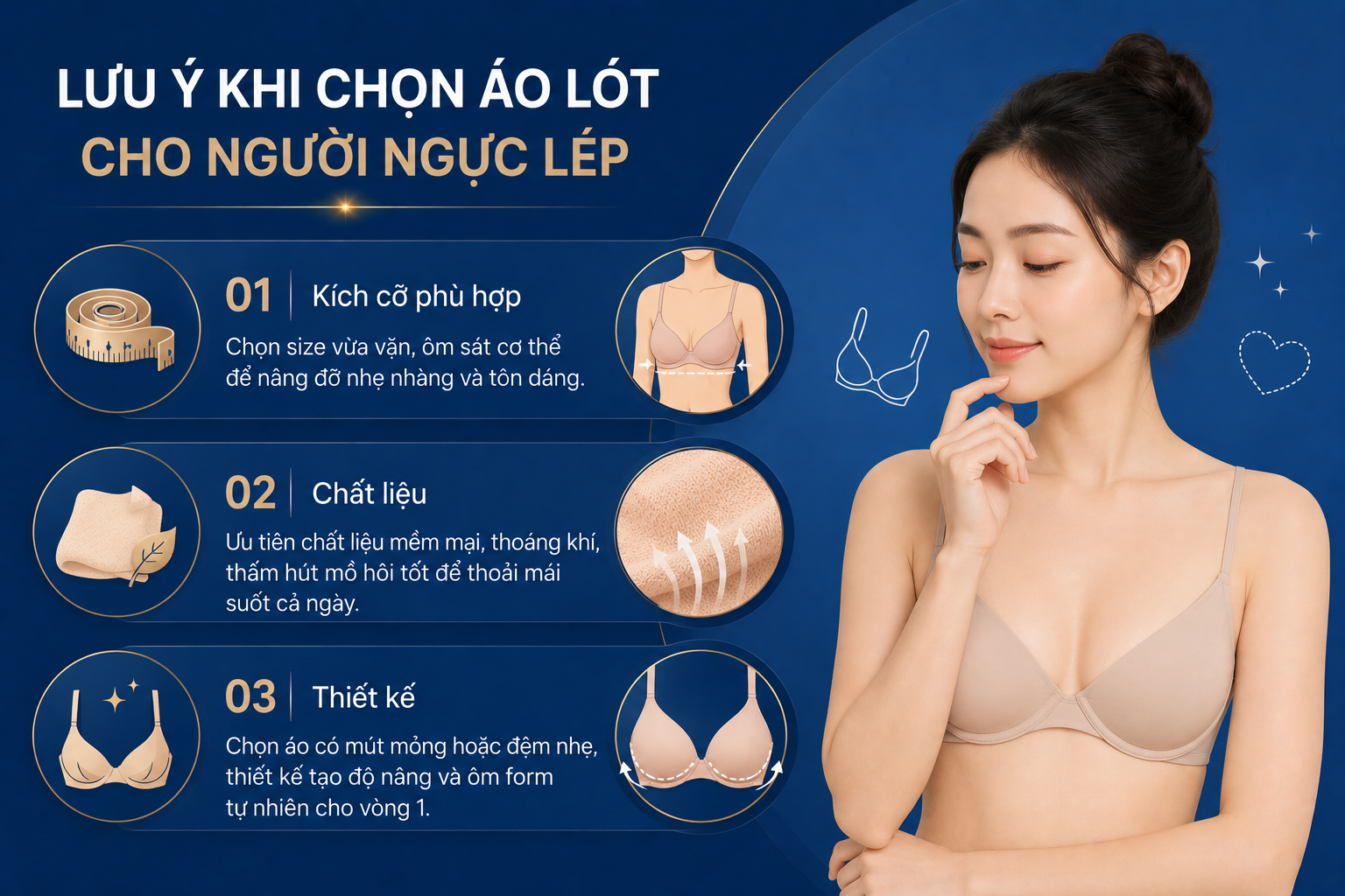 ảnh mô tả các Lưu ý khi chọn áo lót cho người ngực lép