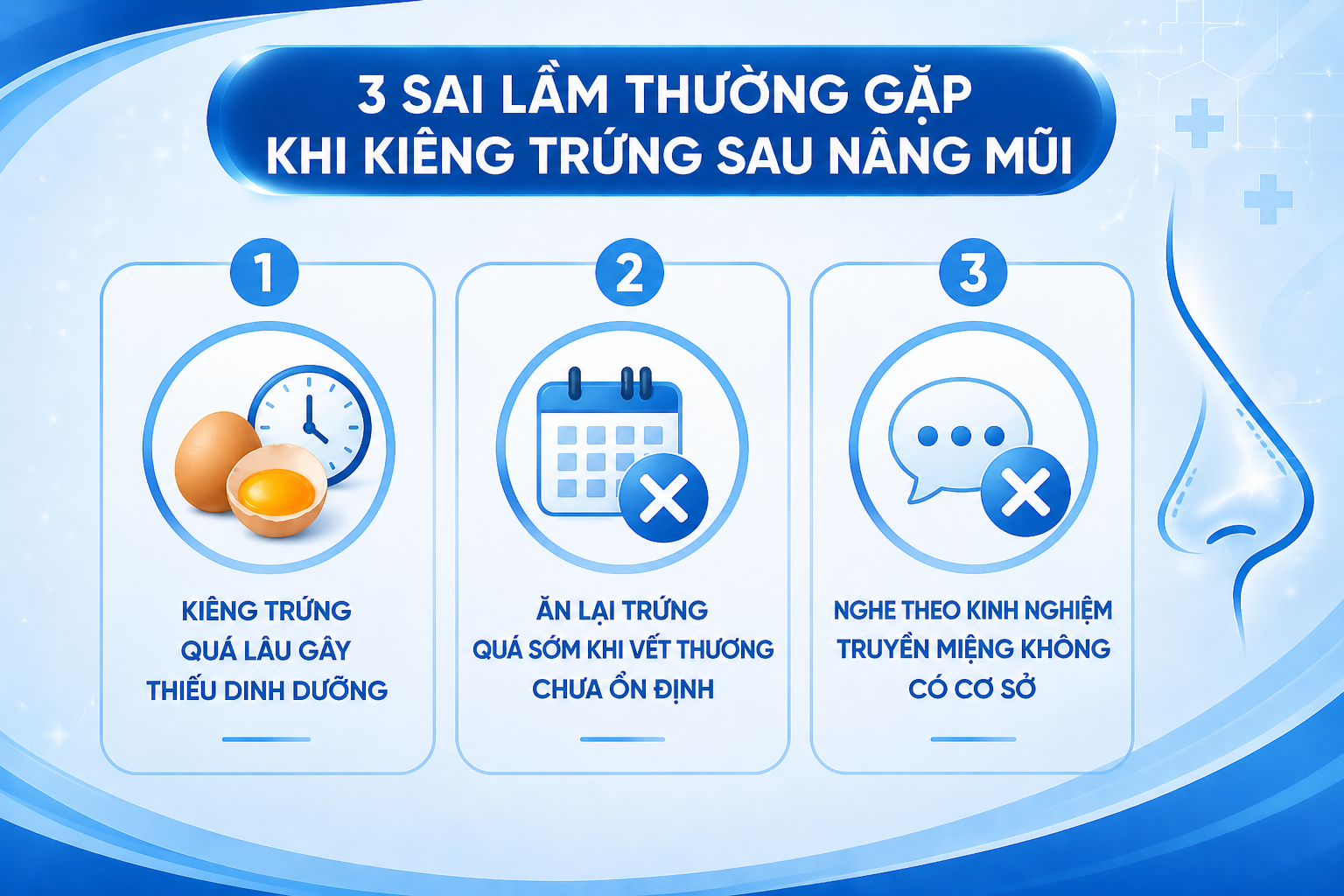 ảnh mô tả các Sai lầm thường gặp khi kiêng trứng sau nâng mũi