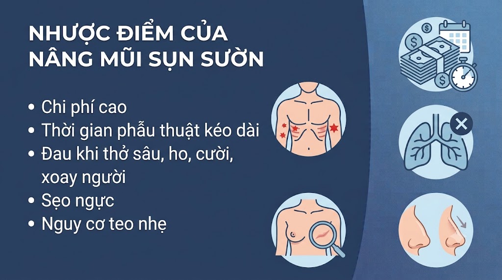 ảnh mô tả các Nhược điểm của nâng mũi sụn sườn