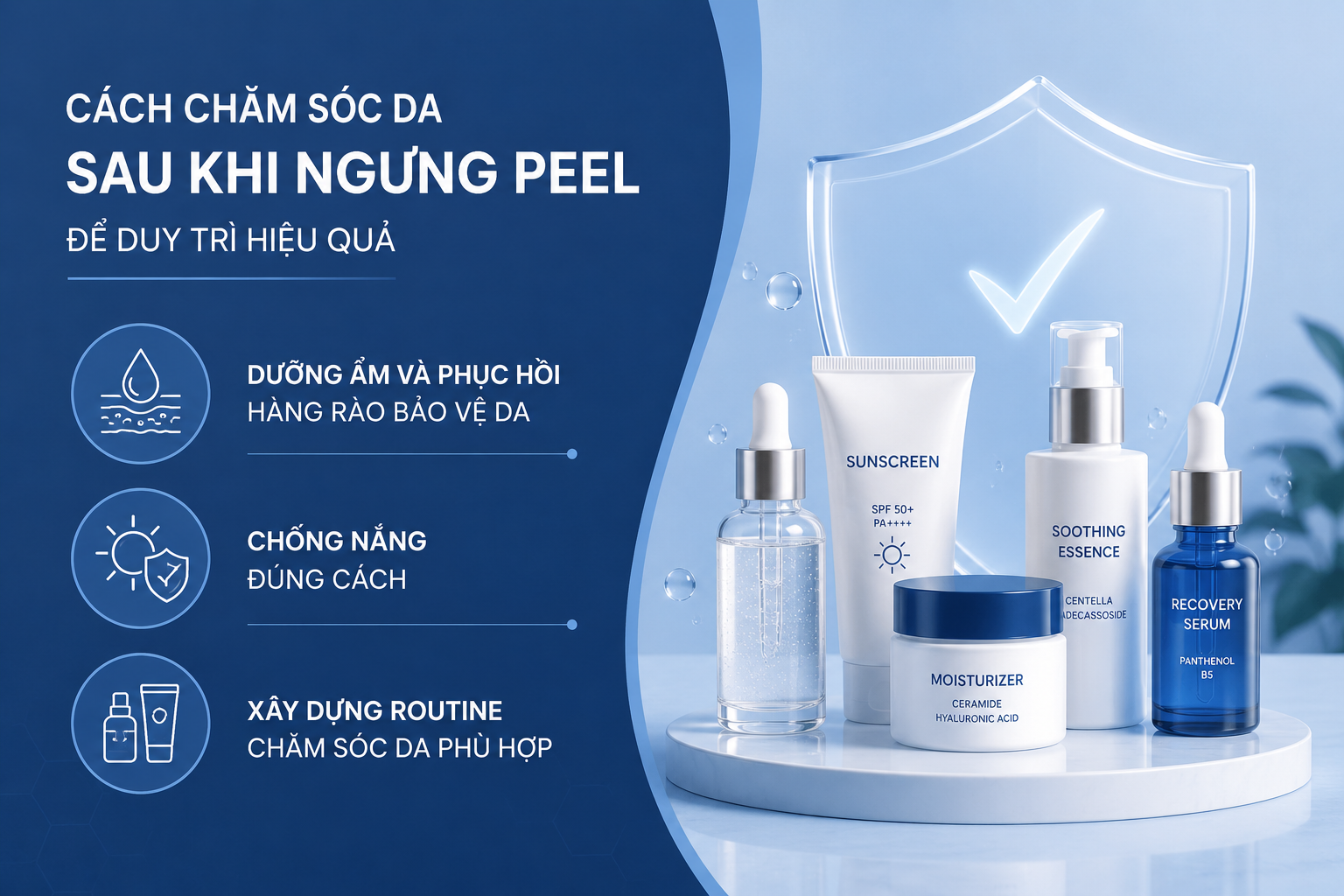 ảnh mô tả Cách chăm sóc da sau khi ngưng peel để duy trì hiệu quả