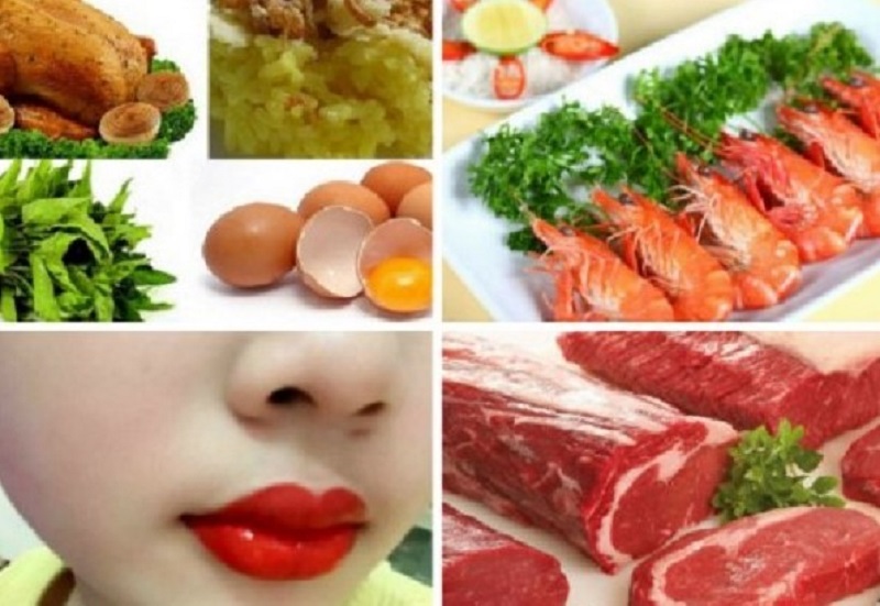 Thịt bò, hải sản trứng có thể làm chậm quá trình phục hồi sau phun môi
