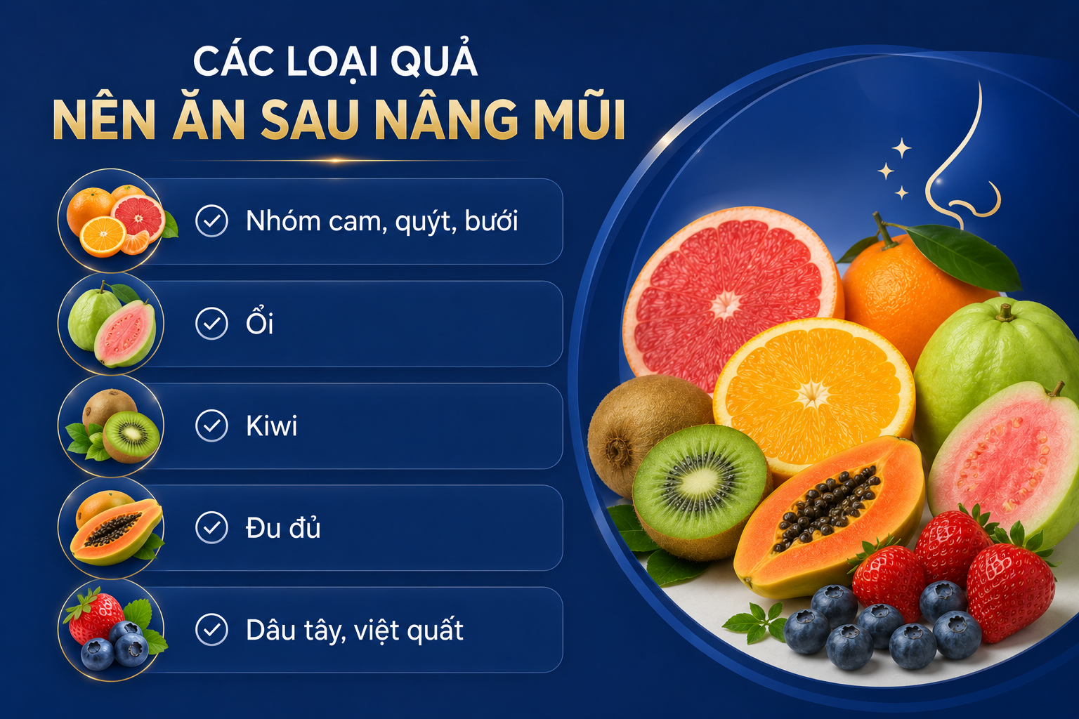 ảnh mô tả các loại quả nên ăn sau nâng mũi