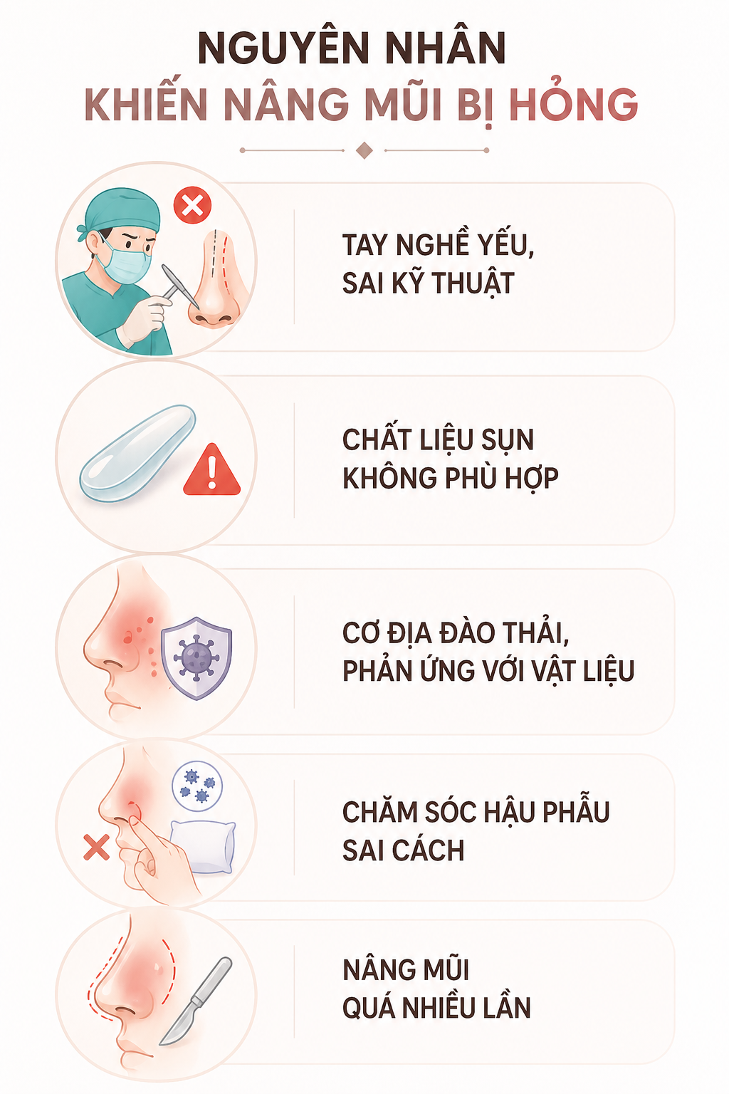 ảnh mô phỏng các Nguyên nhân khiến nâng mũi bị hỏng