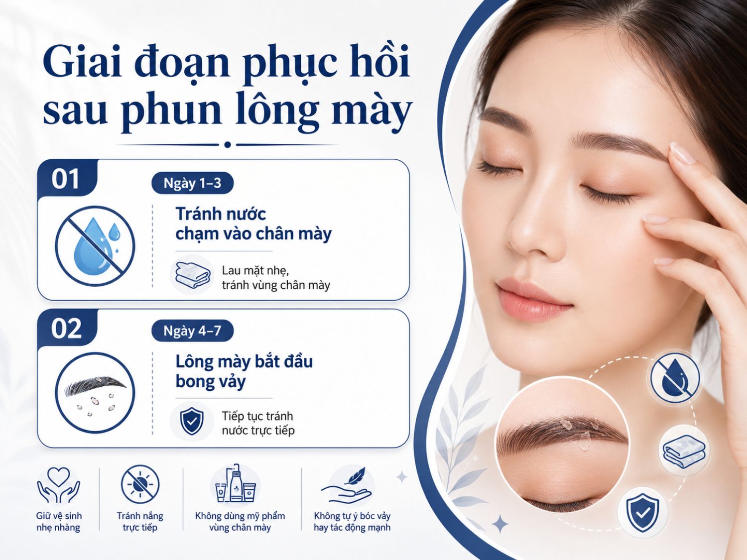 Lông mày cần thời gian phục hồi nên cần phải tránh nước thời gian đầu sau phun