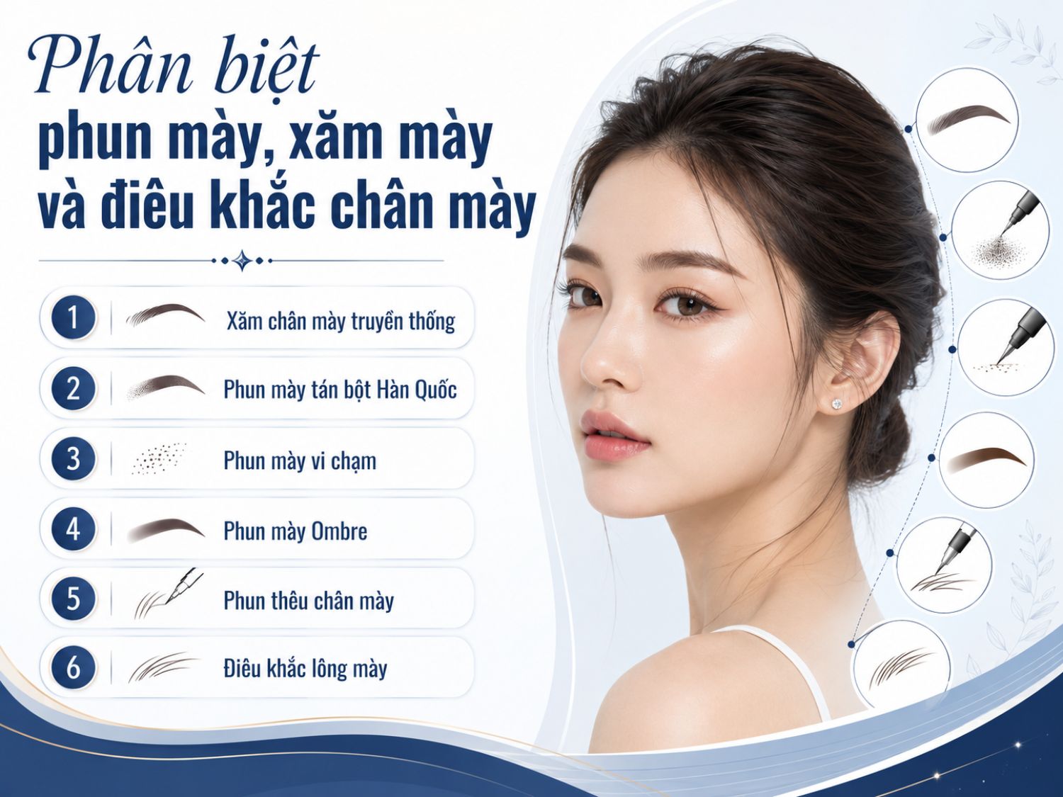 Mỗi kỹ thuật làm đẹp chân mày sẽ có đặc điểm riêng về hiệu ứng, độ tự nhiên và độ bền màu. Hiểu rõ sự khác nhau giữa xăm mày, phun mày và điêu khắc chân mày sẽ giúp bạn đưa ra lựa chọn phù hợp hơn.