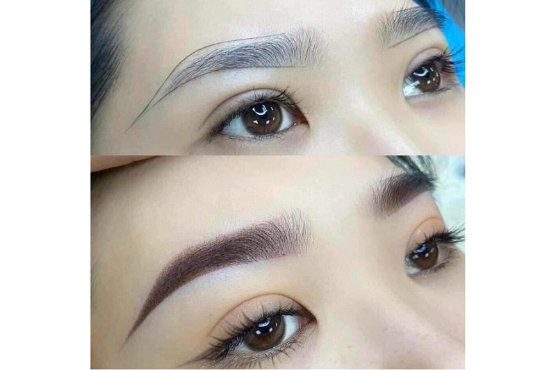 Hiệu ứng chuyển màu khi phun mày ombre