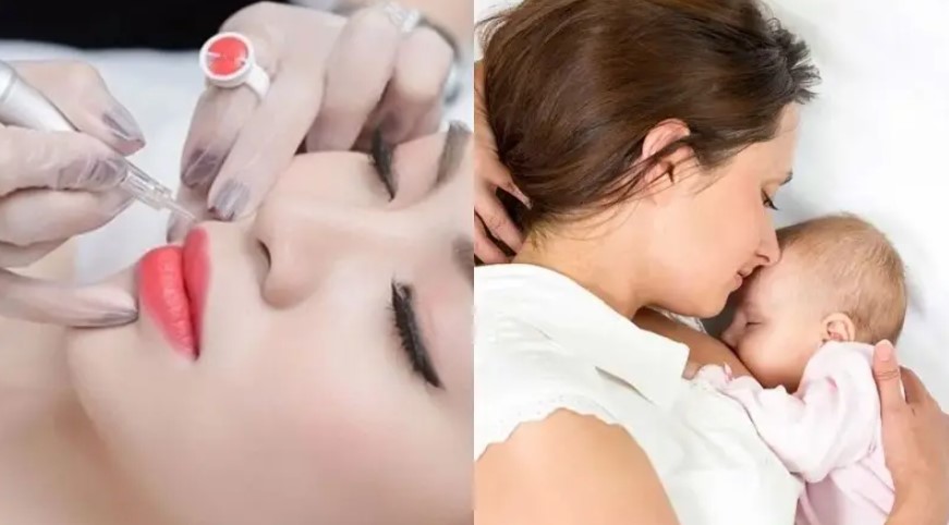 Không nên phun môi khi đang cho con bú, sẽ làm ảnh hưởng đến nguồn sữa mẹ