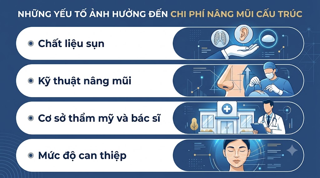 Những yếu tố ảnh hưởng đến chi phí nâng mũi cấu trúc