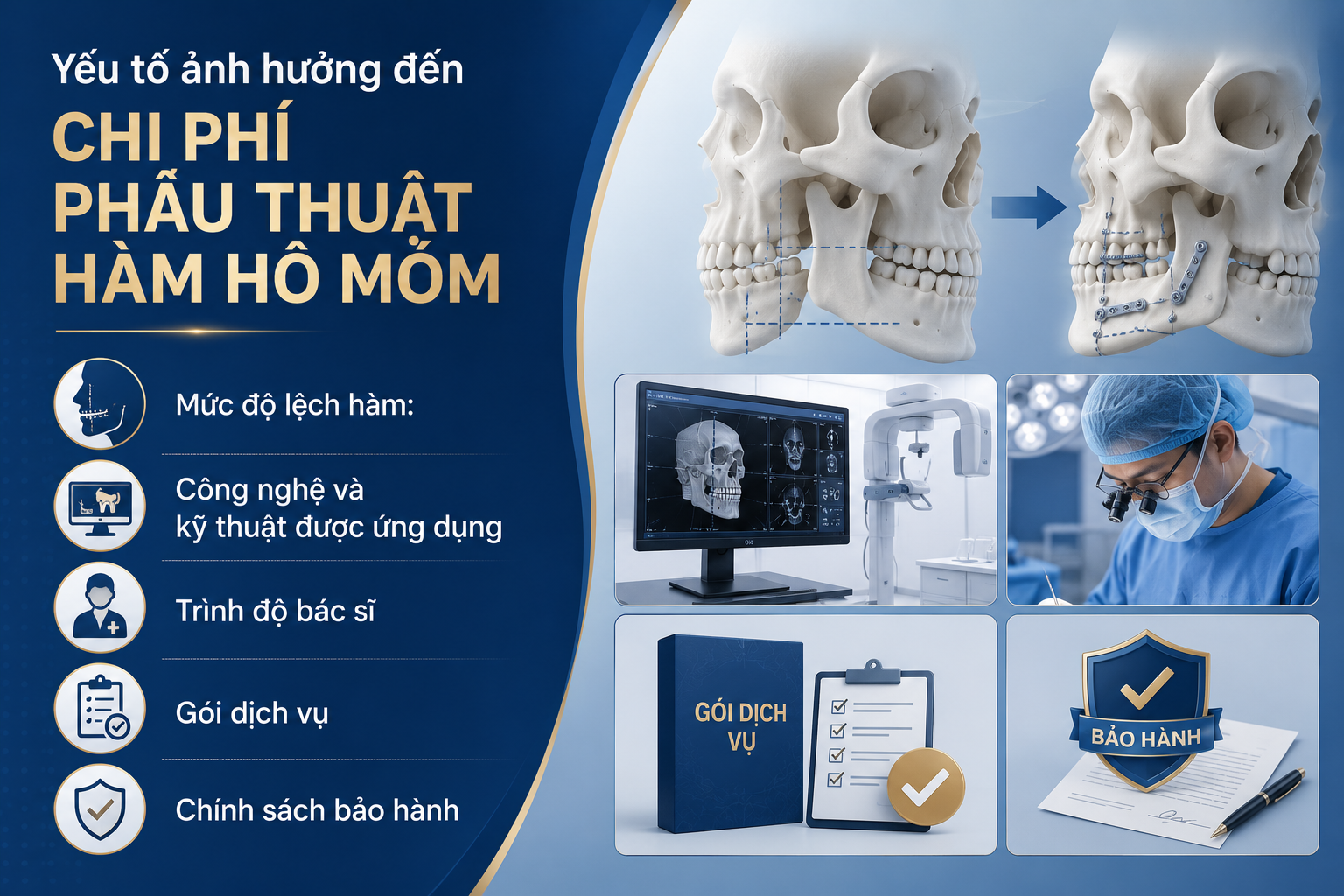 ảnh mô tả các Yếu tố ảnh hưởng đến chi phí phẫu thuật hàm hô móm