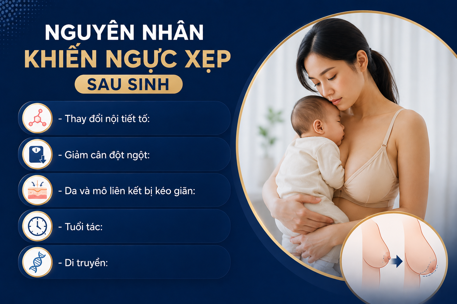 ảnh mô tả Những nguyên nhân phổ biến khiến ngực xẹp sau sinh