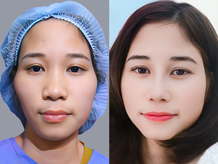 khách hàng trước và sau khi cấy mỡ 3 tháng tại kangnam, đường nét đã ổn định và tự nhiên