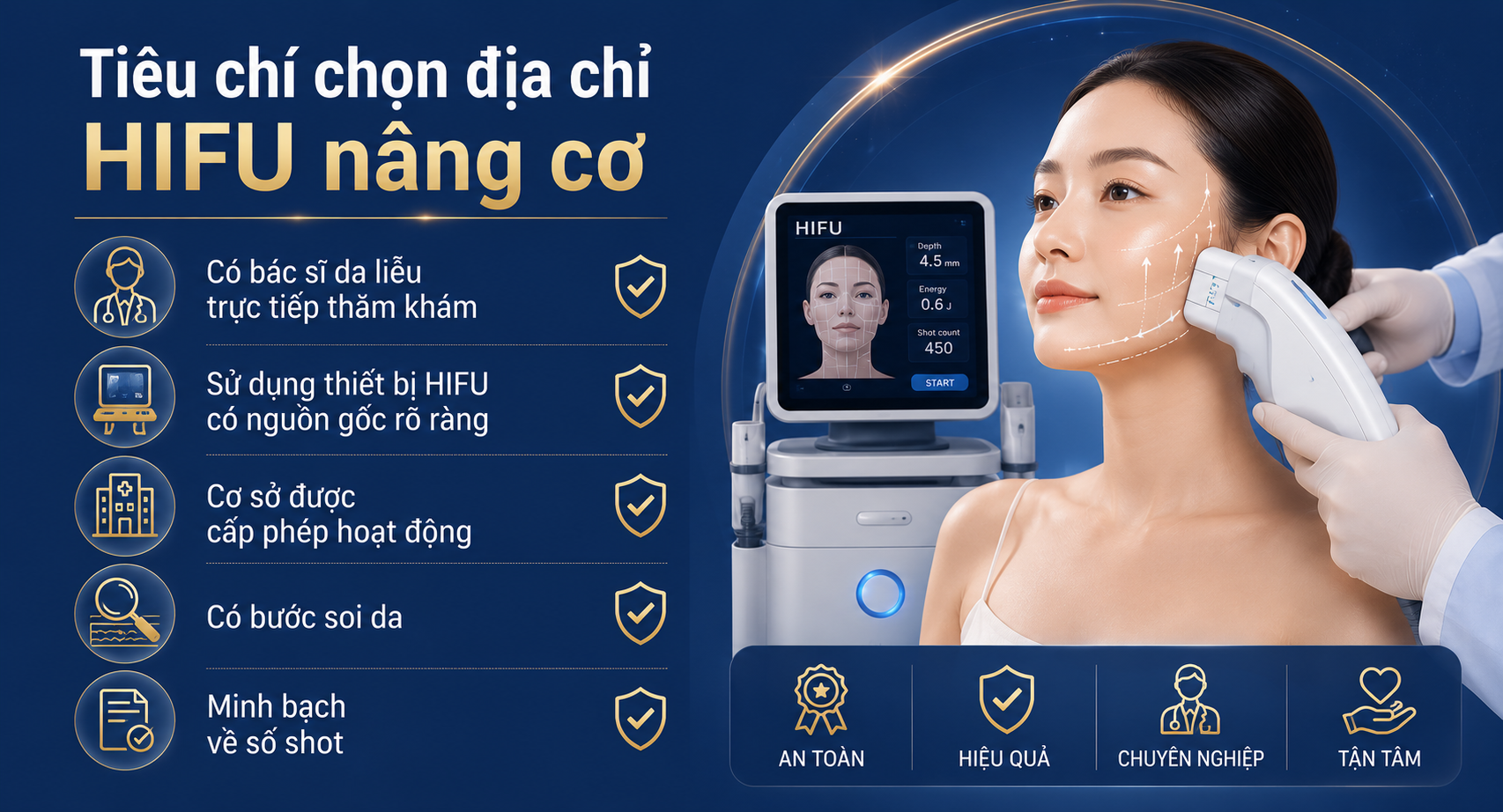 ảnh minh họa các tiêu chí chọn địa chỉ làm hifu nâng cơ
