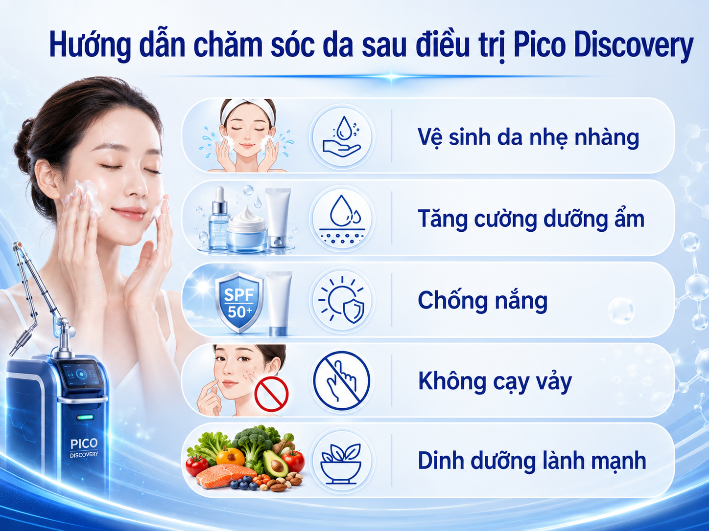 ảnh minh họa Hướng dẫn chăm sóc da sau điều trị Pico Discovery