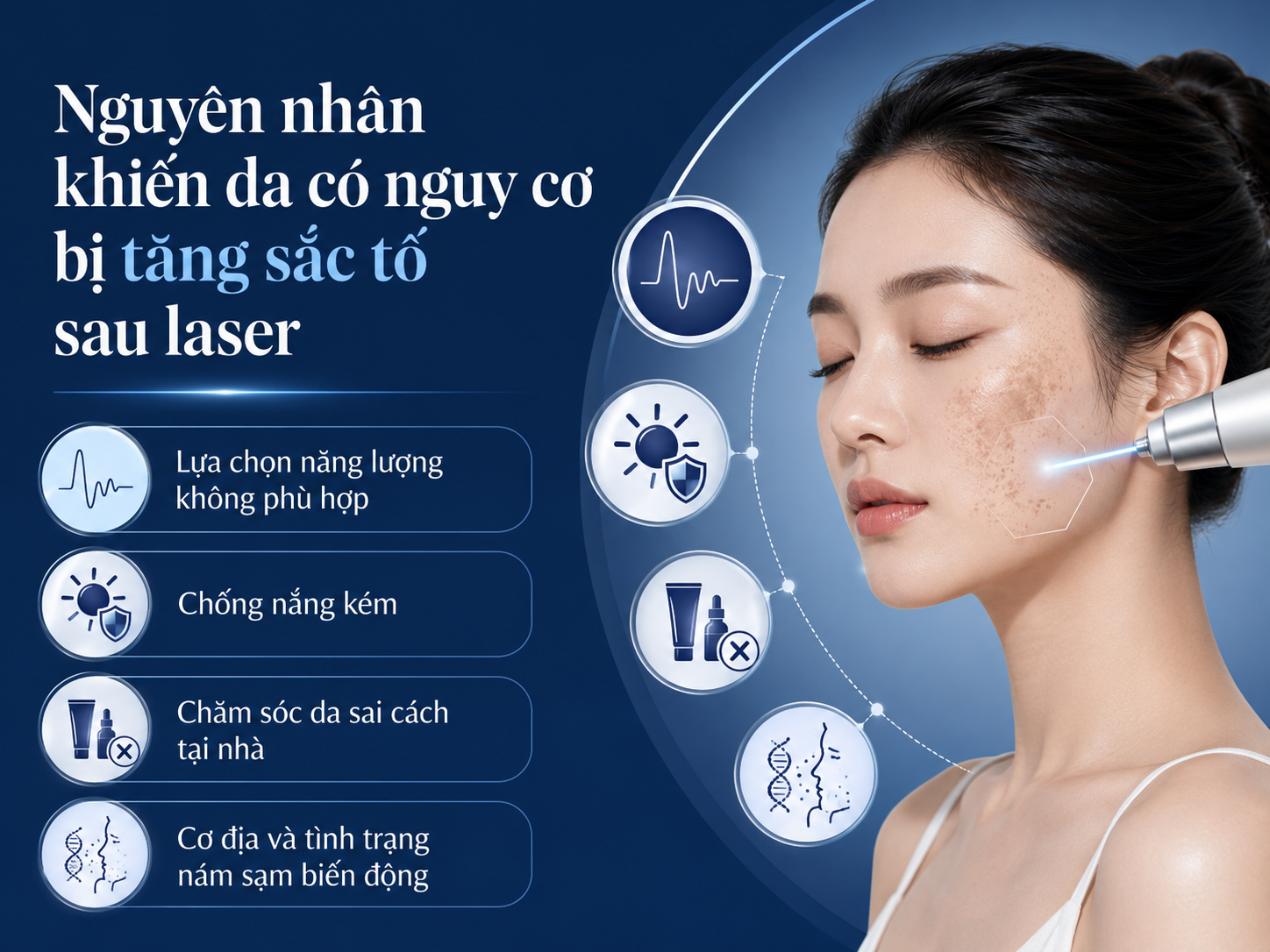 ảnh các Nguyên nhân khiến da có nguy cơ bị tăng sắc tố sau laser