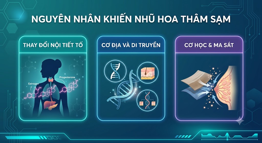 ảnh mô tả Nguyên nhân khiến nhũ hoa thâm sạm
