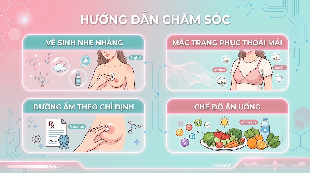 ảnh mô tả Hướng dẫn chăm sóc đúng cách sau khi làm hồng nhũ hoa