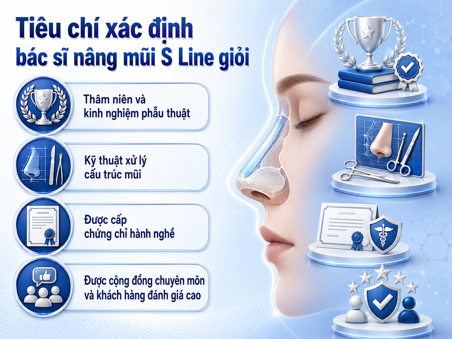 ảnh mô tả Tiêu chí xác định bác sĩ nâng mũi S Line giỏi TPHCM