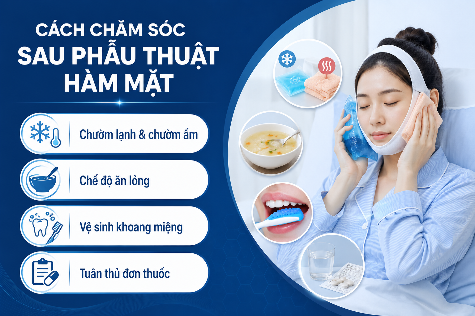 ảnh mô tả Chăm sóc đúng cách sau phẫu thuật hàm mặt