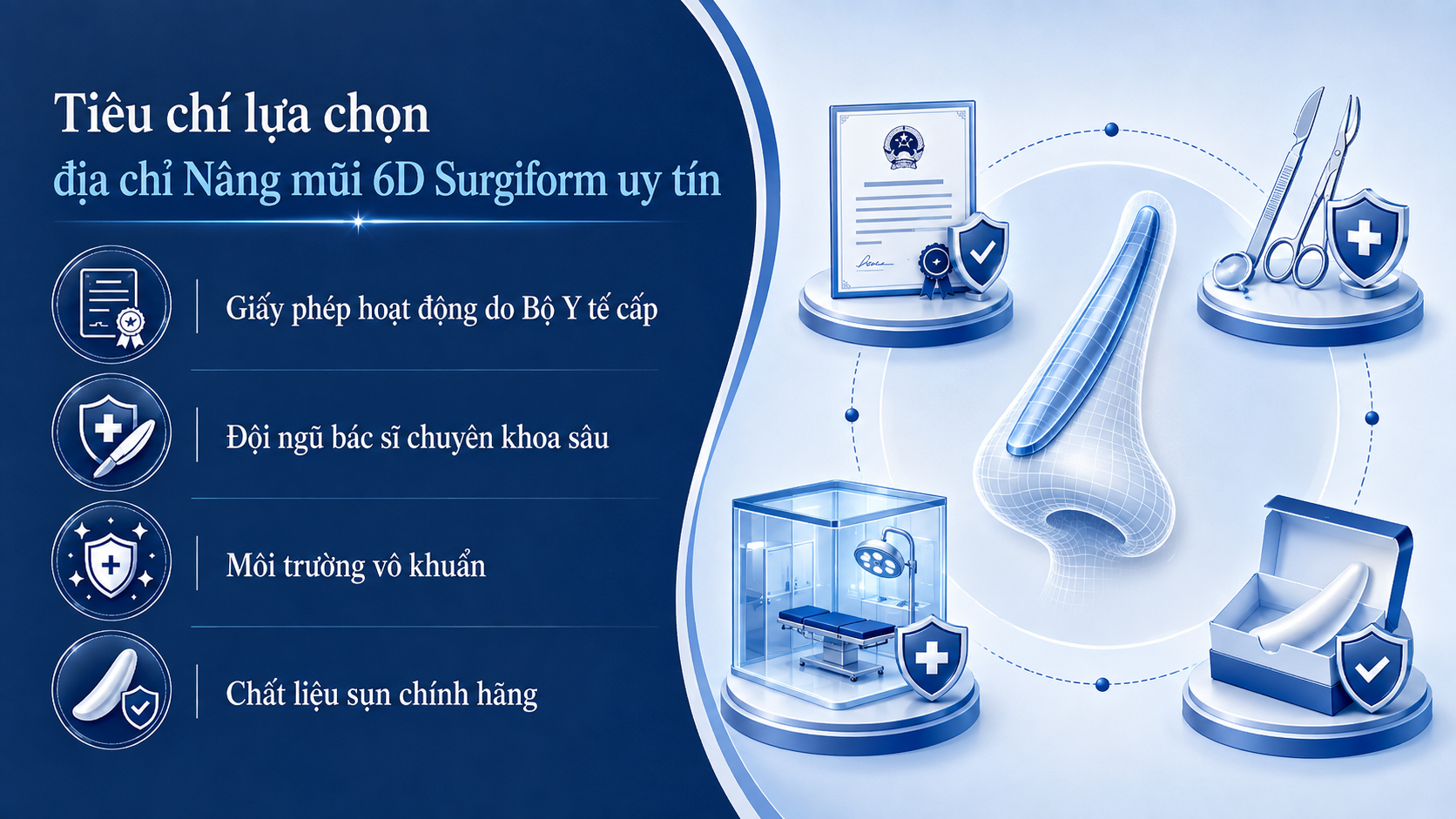 ảnh mô tả Tiêu chí lựa chọn địa chỉ Nâng mũi 6D Surgiform ở đâu đẹp TPHCM