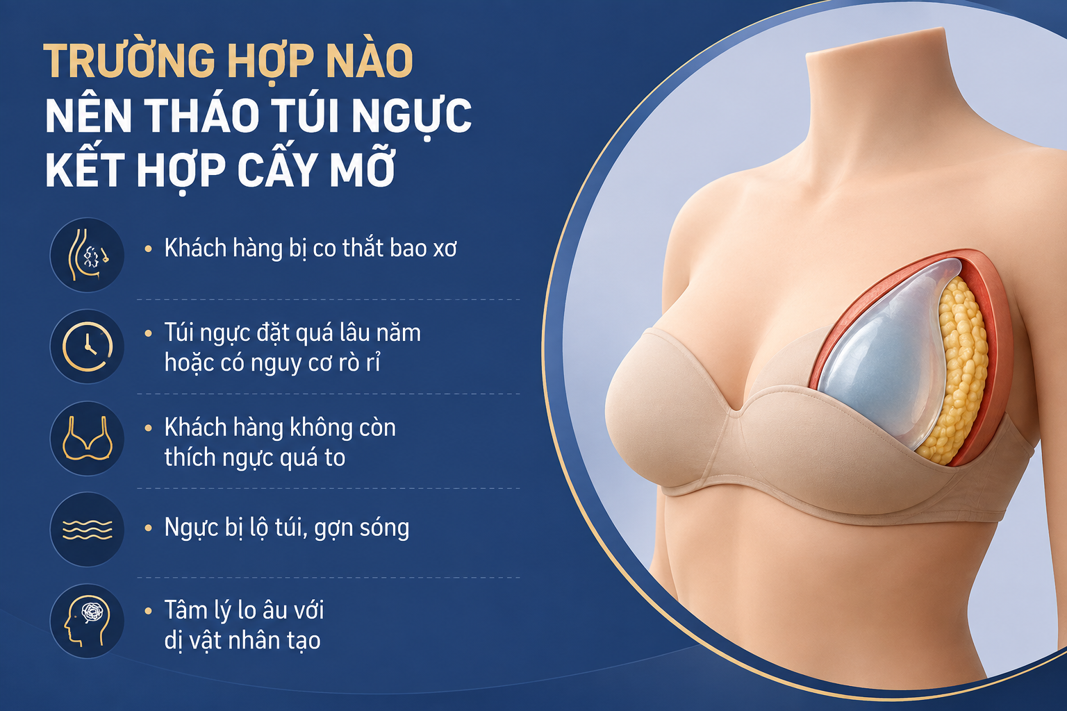 ảnh mô tả Trường hợp nên tháo túi ngực kết hợp cấy mỡ