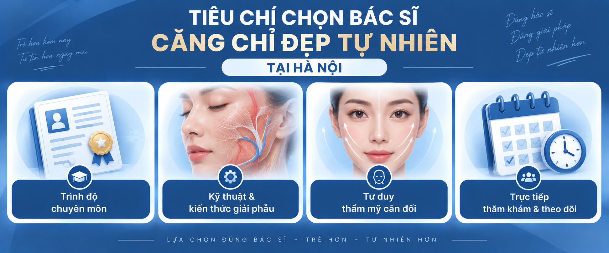 Tiêu chí lựa chọn bác sĩ căng chỉ đẹp tự nhiên tại Hà Nội gồm trình độ chuyên môn, kỹ thuật và tư duy thẩm mỹ
