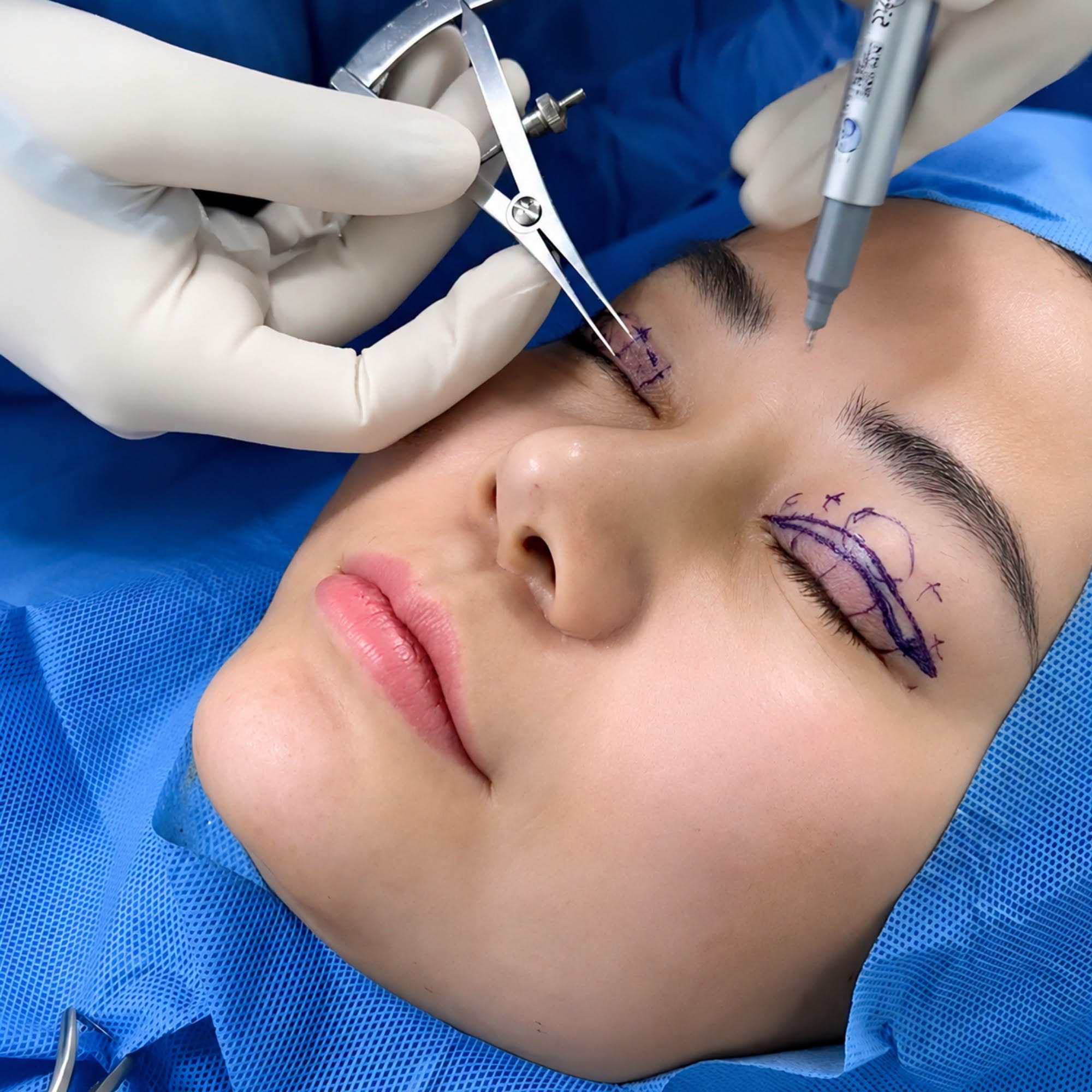 Bước đo vẽ nếp mí giúp xác định vị trí, độ cao và hình dáng nếp mí phù hợp với cấu trúc mắt của từng khách hàng.