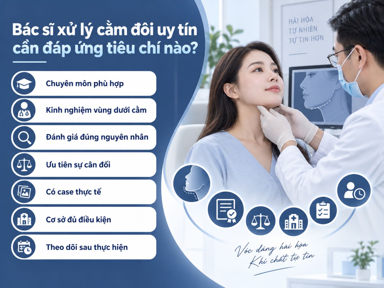 Các tiêu chí quan trọng giúp lựa chọn bác sĩ xử lý cằm đôi uy tín, an toàn và phù hợp với từng tình trạng thực tế.