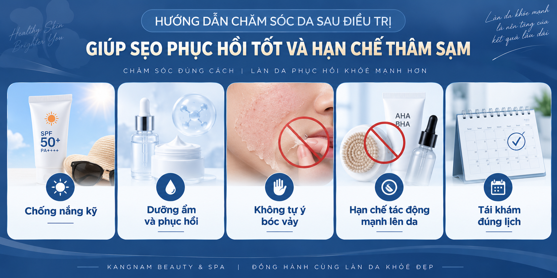 ảnh mô tả Hướng dẫn chăm sóc da sau điều trị giúp sẹo phục hồi tốt và hạn chế thâm sạm