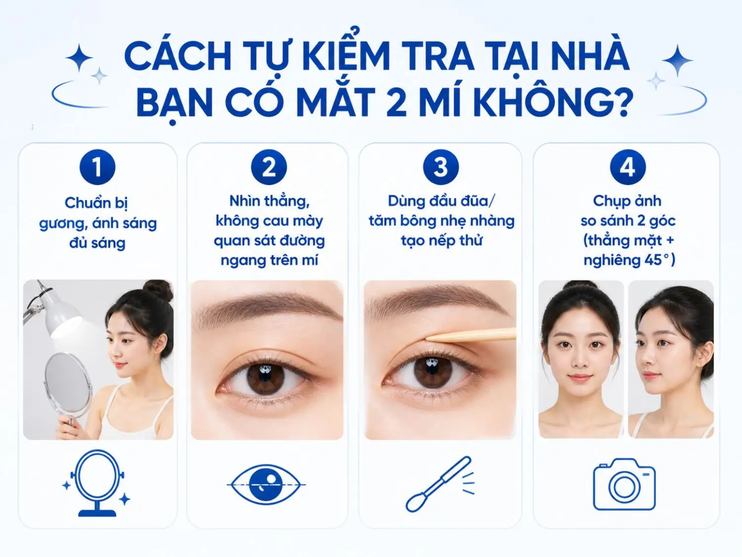 4 bước đơn giản giúp bạn tự xác định mắt 1 mí, mí ẩn hay 2 mí ngay tại nhà