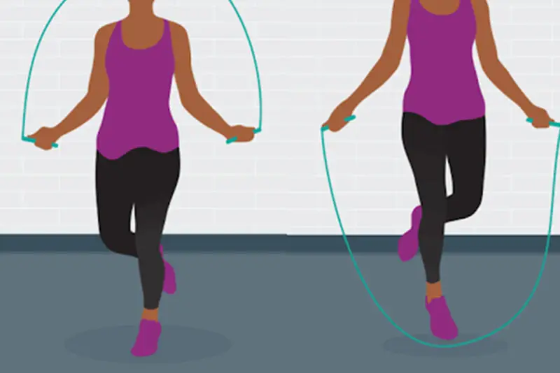 Động tác nhảy dây xen kẽ giữa hai chân