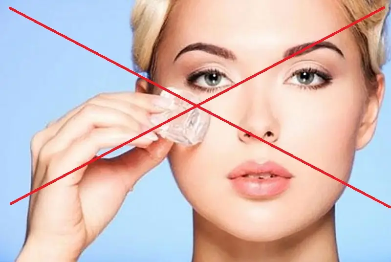 Không được đặt trực tiếp viên đá lạnh lên da mặt vì có thể gây bỏng lạnh hoặc làm nước dính vào vết thương