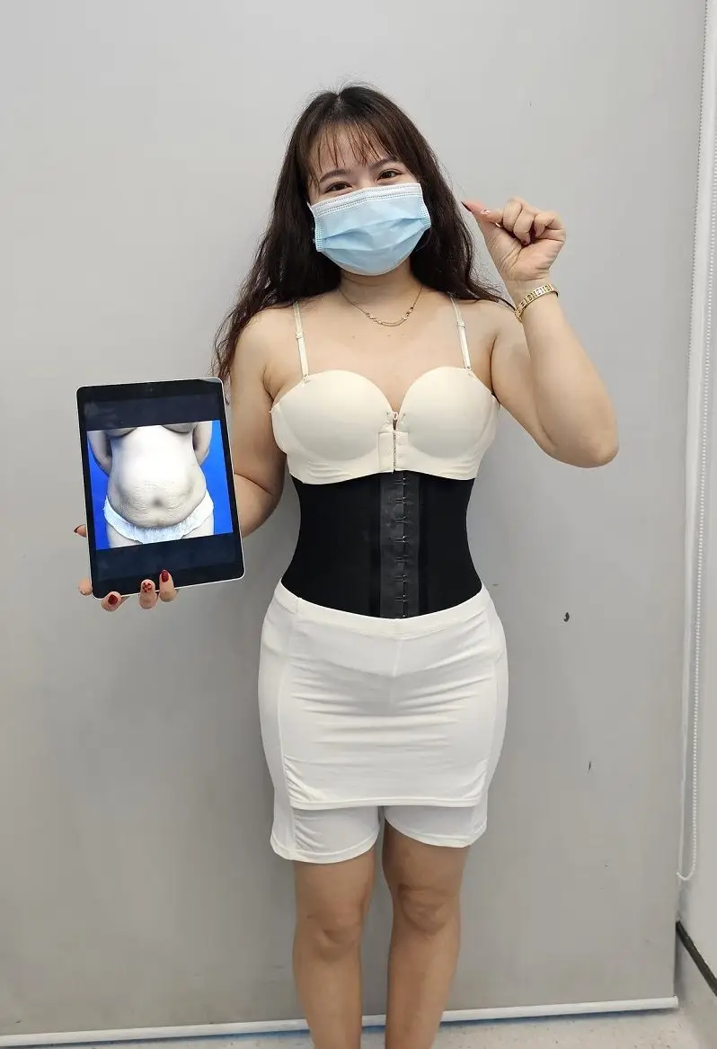Đeo gen định hình bụng giúp vết thương nhanh phục hồi và vào form sau hút mỡ