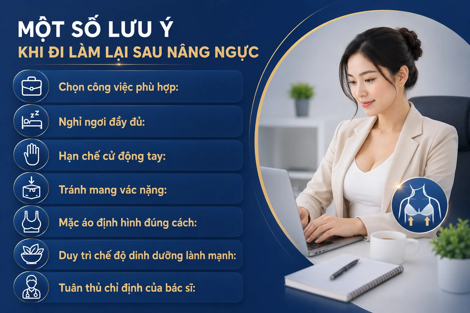 ảnh mô tả Một số lưu ý khi đi làm lại sau nâng ngực