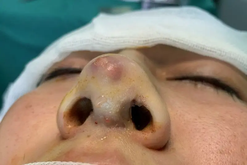 Nếu thấy mũi bóng đỏ, lộ sụn, cần thăm khám lại ngay