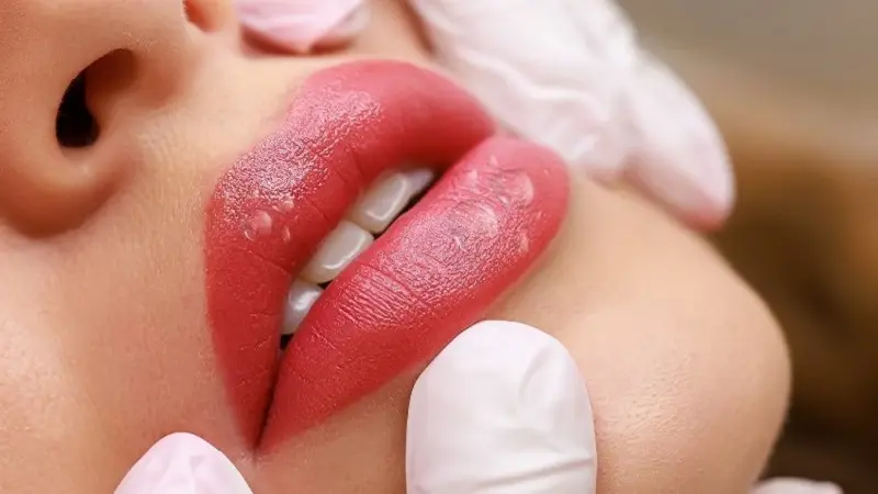 Dính nước sau phun môi có thể khiến màu sắc môi loang lổ