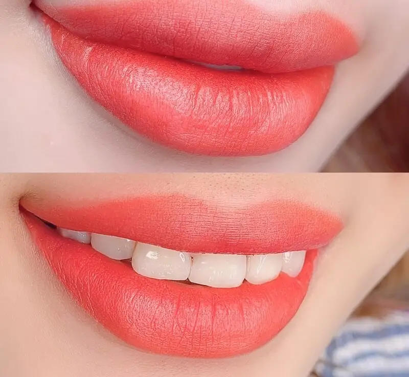 Phun môi màu cam đào với sắc môi nhẹ nhàng, tươi trẻ