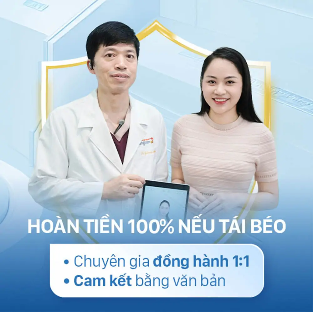 zero fat giảm mỡ có bác sĩ đồng hành cùng 1:1 trong vòng 6 tháng. Cam kết hoàn tiền nếu tuân thủ đúng phác đồ