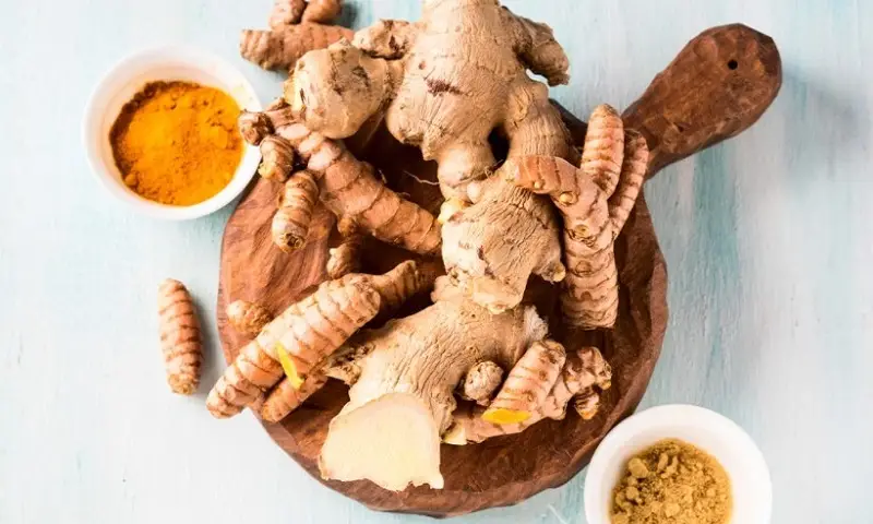 Chuẩn bị gừng, nghệ và rượu để ngâm