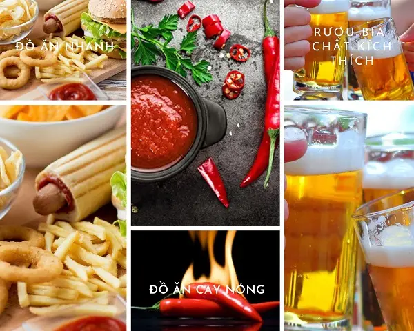 Các nhóm thực phẩm ăn nhanh, bia, đồ cay nóng làm chậm quá trình phục hồi