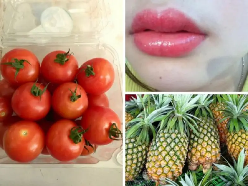 Dứa và cà chua cung cấp độ ẩm cho môi
