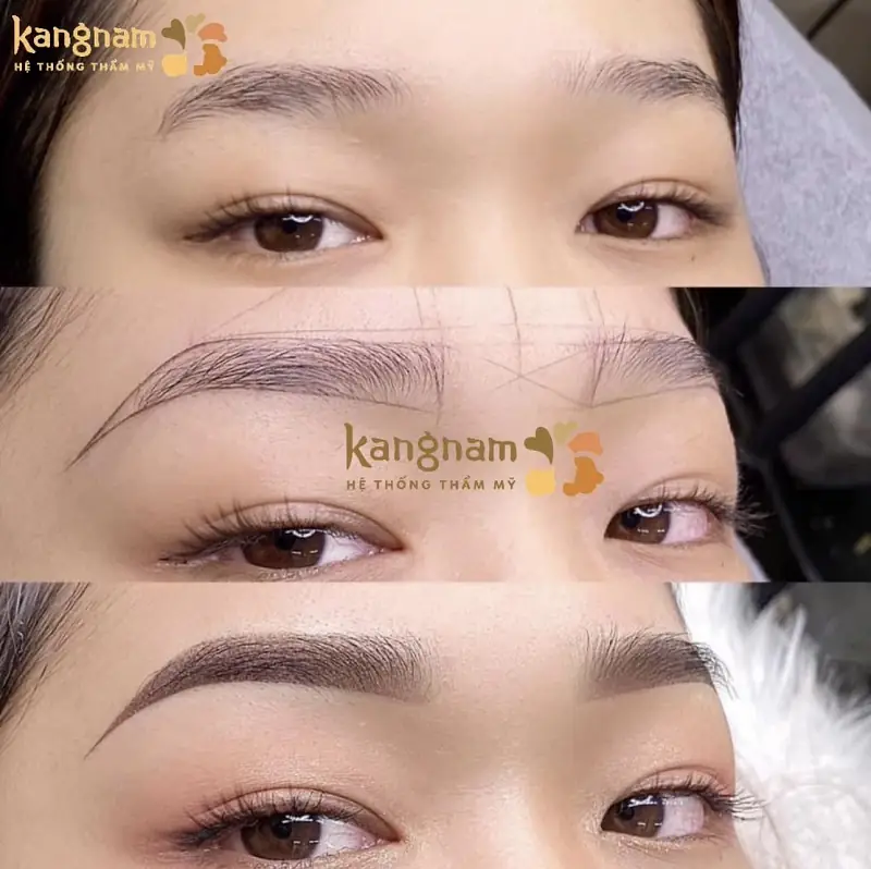 Quá trình phun mày chỉ đi mực phía bên ngoài da