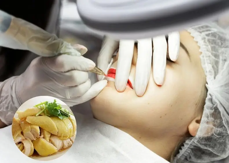 Thịt gà gây ngứa môi, làm chậm quá trình lên màu sau phun